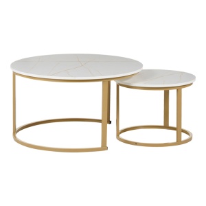 Set Masuta de cafea 2 buc Solme I Auriu 80x80x45 cm - Img 2
