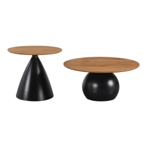 Set masute de cafea, 2 buc, Caple, Pako, Negru 70x70x34 cm - Img 3