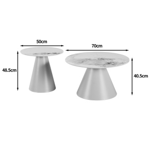 Set masute de cafea, 2 buc, Duoma, Pako, Cappuccino 70x70x40.5 cm - Img 4