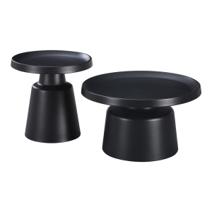 Set masute de cafea, 2 buc, Ginoze, Pako, Negru 70x70x38 cm - Img 2