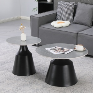 Set masute de cafea, 2 buc, Sculpt, Pako, Negru 70x70x39 cm