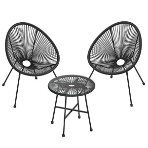 Set mobilier de gradina Acapulco, Songmics, Negru, 64x65x77 cm - Img 2