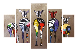 Set tablouri canvas (5 bucati) ST283 Multicolor 56x20 cm - Img 2
