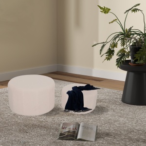 Set tabureti 2 buc Gabello boucle Bej 44x44x26.5 cm - Img 3