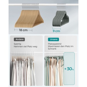 Set umerase de catifea Songmics Gri 43x22x0.6 cm - Img 4