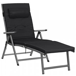 Sezlong, Songmics, Negru, 60x183x97 cm - Img 2