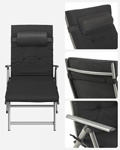 Sezlong, Songmics, Negru, 60x183x97 cm - Img 7