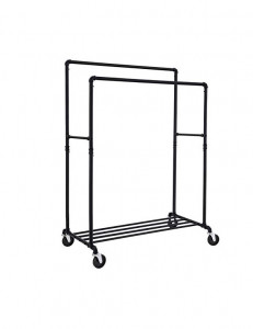 Suport pentru haine cu roti, Songmics, 2 sine, 110 kg, HSR60B, Negru - Img 6