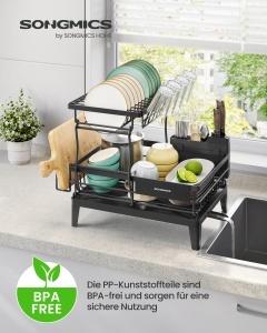 Suport pentru vase, Patalla, Songmics, Negru, 31x42x36.5 cm