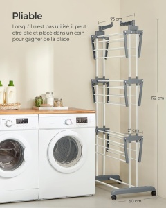 Suport uscat rufe Songmics Argintiu 126.6x64.2x169.2 cm - Img 7