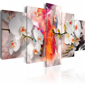 Tablou - Colorful background and orchids 200x100 cm