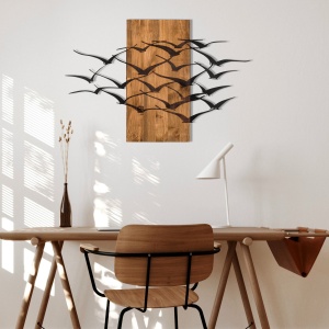 Tablou din lemn si metal Migration Negru 86x58 cm - Img 3