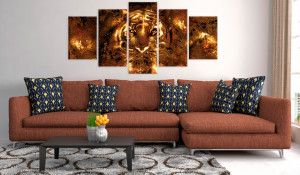 Tablou - Golden Tiger 200x100 cm - Img 2