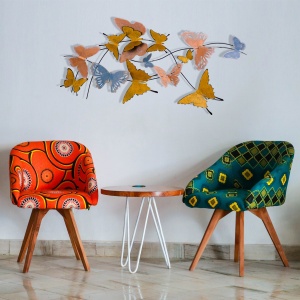 Tablou metalic Butterflies Multicolor 105x8x57 cm - Img 2