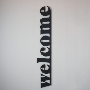 Tablou metalic Welcome Negru 18x98 cm - Img 2