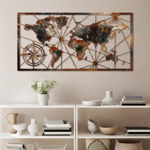 Tablou metalic World Multicolor 120x60x1.5 cm
