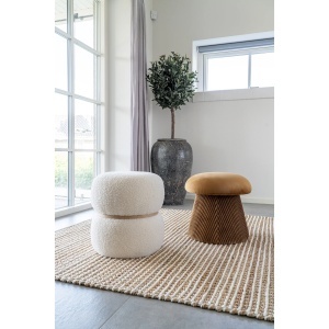 Taburet circular Milford, Alb, 38x38x41 cm