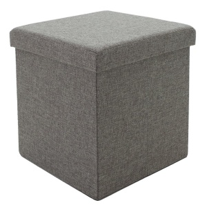 Taburet hol cufar cu spatiu de depozitare Crystal material textil gri 38x38x38cm