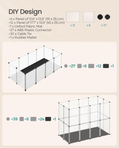 Tarc pentru animale de companie Alb Songmics 143x73x46 cm - Img 5