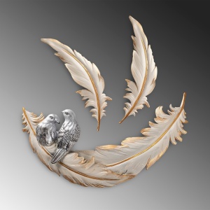 Accesoriu decorativ de perete Love Birds Crem 41x21x4 cm - Img 4