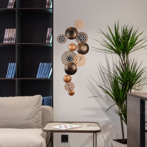 Accesoriu decorativ de perete metalic Bronte Gri 90x8x42 cm - Img 2