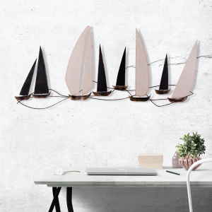 Accesoriu decorativ de perete metalic Ocean Multicolor 117x5x52 cm - Img 4