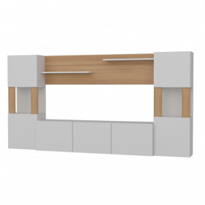 Ansamblu Comoda TV Lore Alb-Teak - Img 5