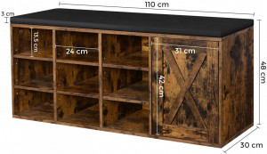 Bancheta Depozitare Pantofi Vasagle, 110x30x48cm - Img 5