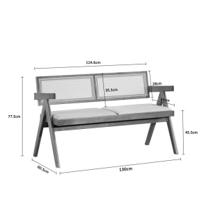 Bancuta cu 2 locuri, Winslow, Nuc, 60x130x77.5 cm - Img 6