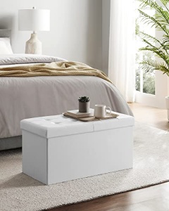 Bancuta hol cufar cu depozitare, Songmics, Alb, 76x38x38 cm - Img 3