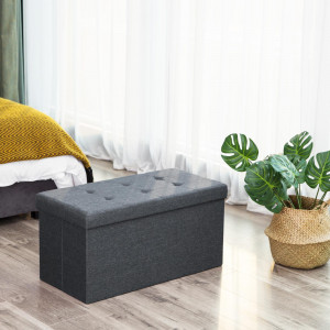 Bancuta hol cufar cu depozitare, Songmics, Gri, 76x38x38 cm - Img 2