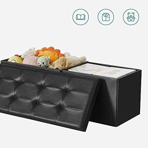 Bancuta hol cufar cu depozitare, Songmics, Negru, 110x38x38 cm - Img 7