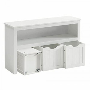 Bancuta hol cufar cu depozitare, Vasagle, Alb, 102x30x60 cm - Img 2