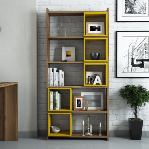Biblioteca Box - Walnut, Galben - Img 3