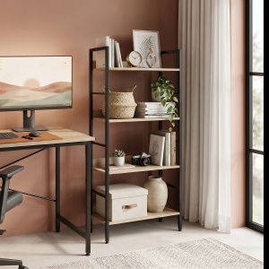 Biblioteca Ramon in negru natural 60x28x125,5cm