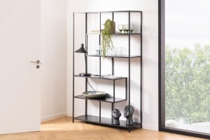 Biblioteca Seaford, Negru, 185x114x35 cm - Img 2