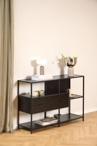 Biblioteca Seaford V2, Negru, 78x114x35 cm - Img 4