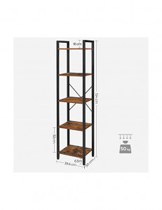 Biblioteca, Vasagle, Maro Rustic, 5 rafturi, 40 x 30 x 153 cm - Img 5