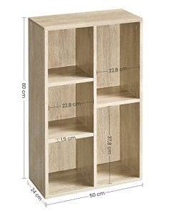 Biblioteca, Vasagle, Natural, 80x50x24 cm - Img 4