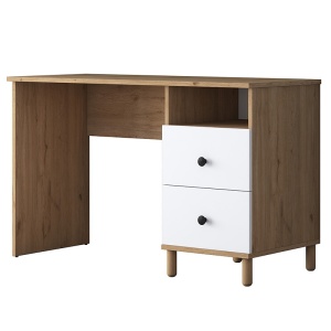 Birou cu biblioteca si etajera Goldie alb - natural 160x50x161.8cm - Img 6