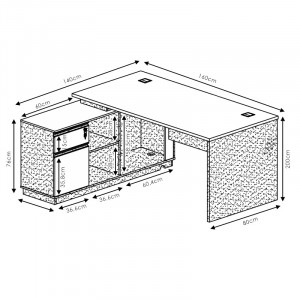 Birou pe colt stanga Oscar nuc - antracit 160x140x76cm - Img 5