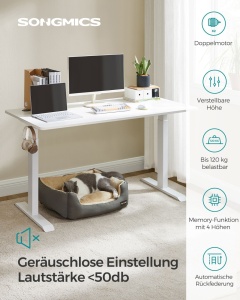 Birou reglabil Songmics Alb 140x70x117 cm - Img 2