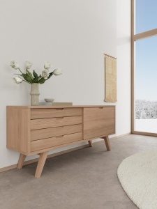 Bufet A-Line, Stejar deschis, 72x160x45 cm