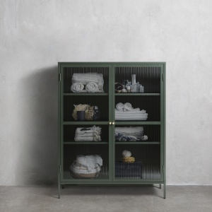 Cabinet cu vitrina BRONCO, Verde, 40x140x111 cm - Img 2