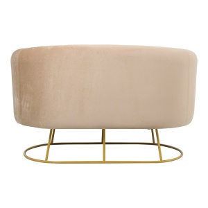Canapea 2 locuri Rony catifea bej cu picioare metalice aurii 135x75x85 cm - Img 4
