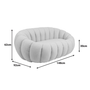 Canapea cu 2 locuri Yannick boucle Bej 148x92x62 cm - Img 6