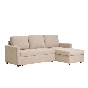 Canapea cu sezlong extensibila Belfast, Nisip inchis, 218x150x87 cm - Img 4