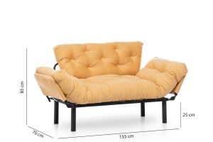 Canapea extensibila 2 locuri Nitta Mustar 187x70 cm - Img 12