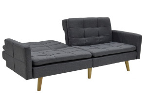 Canapea extensibila 3 locuri material textil flexibila gri inchis 198x87x76 - Img 6