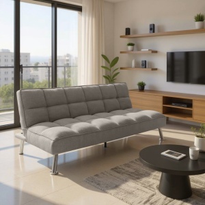 Canapea extensibila 3 locuri Rebel cu material textil de culoare gri deschis 189x92x82cm